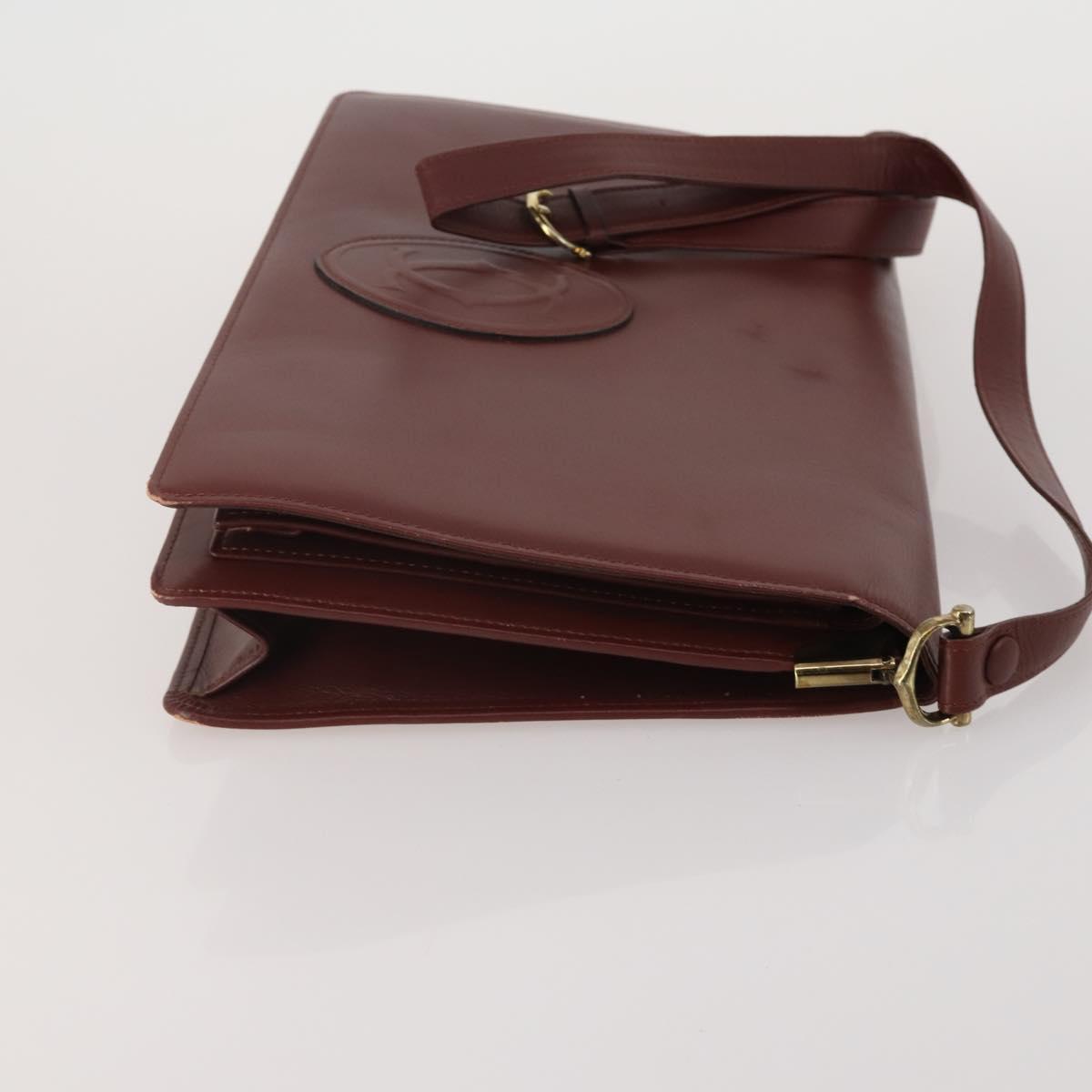 CARTIER Must Line Shoulder Bag Leather 2 Set Bordeaux Gold Auth BA15738