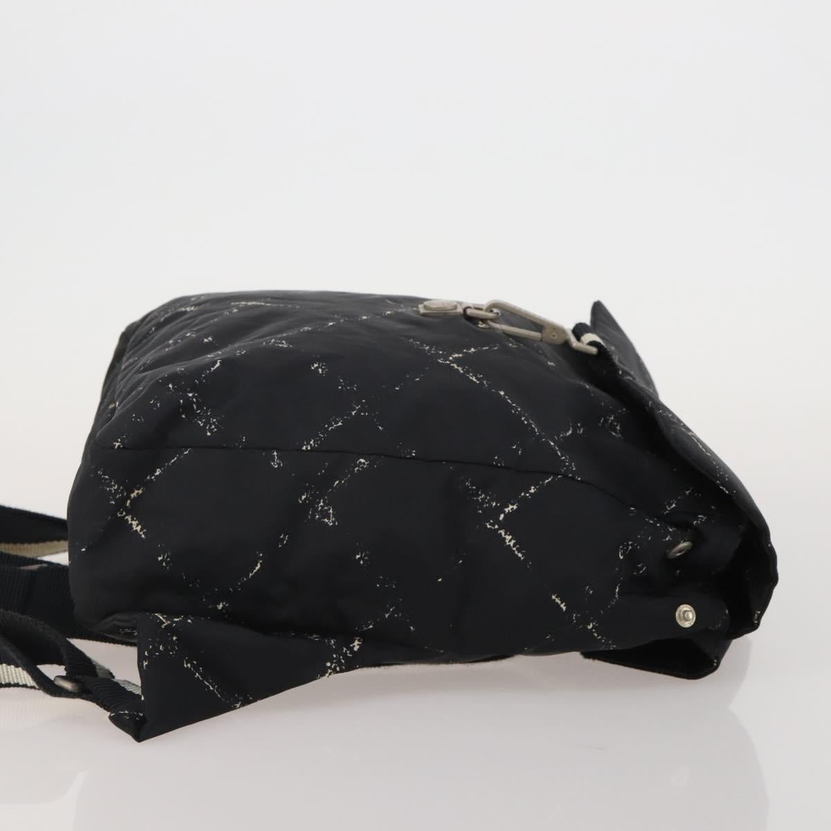 CHANEL New Travel Line Backpack Nylon Black CC Auth BA15739