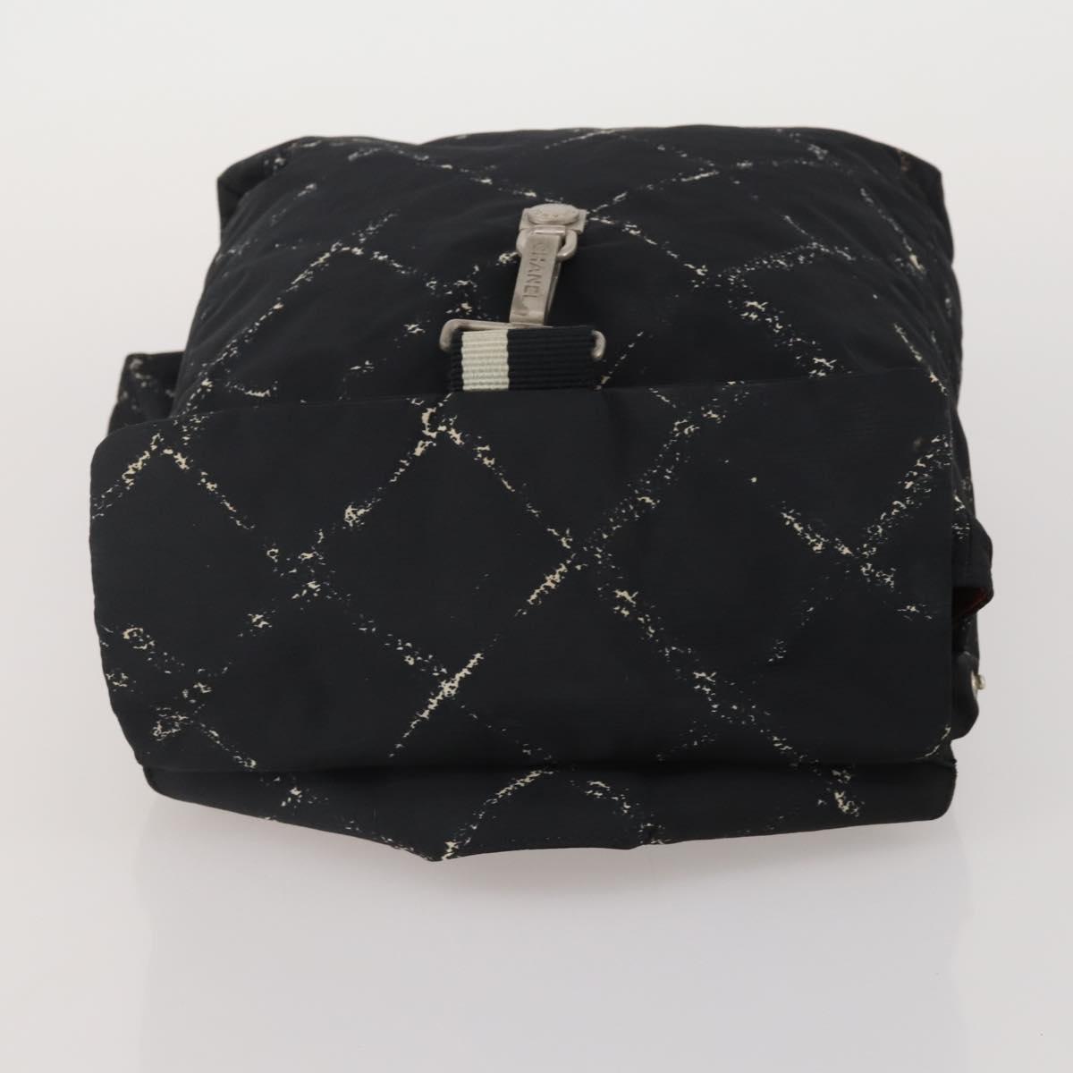 CHANEL New Travel Line Backpack Nylon Black CC Auth BA15739