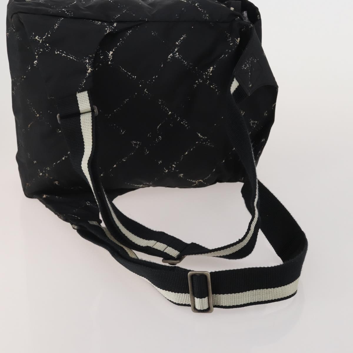 CHANEL New Travel Line Backpack Nylon Black CC Auth BA15739