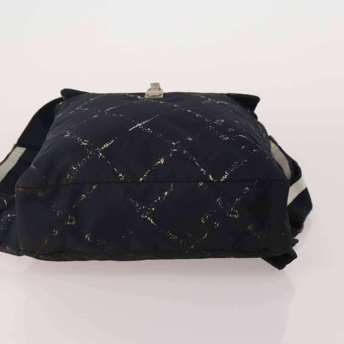 CHANEL New Travel Line Backpack Nylon Black CC Auth BA15739