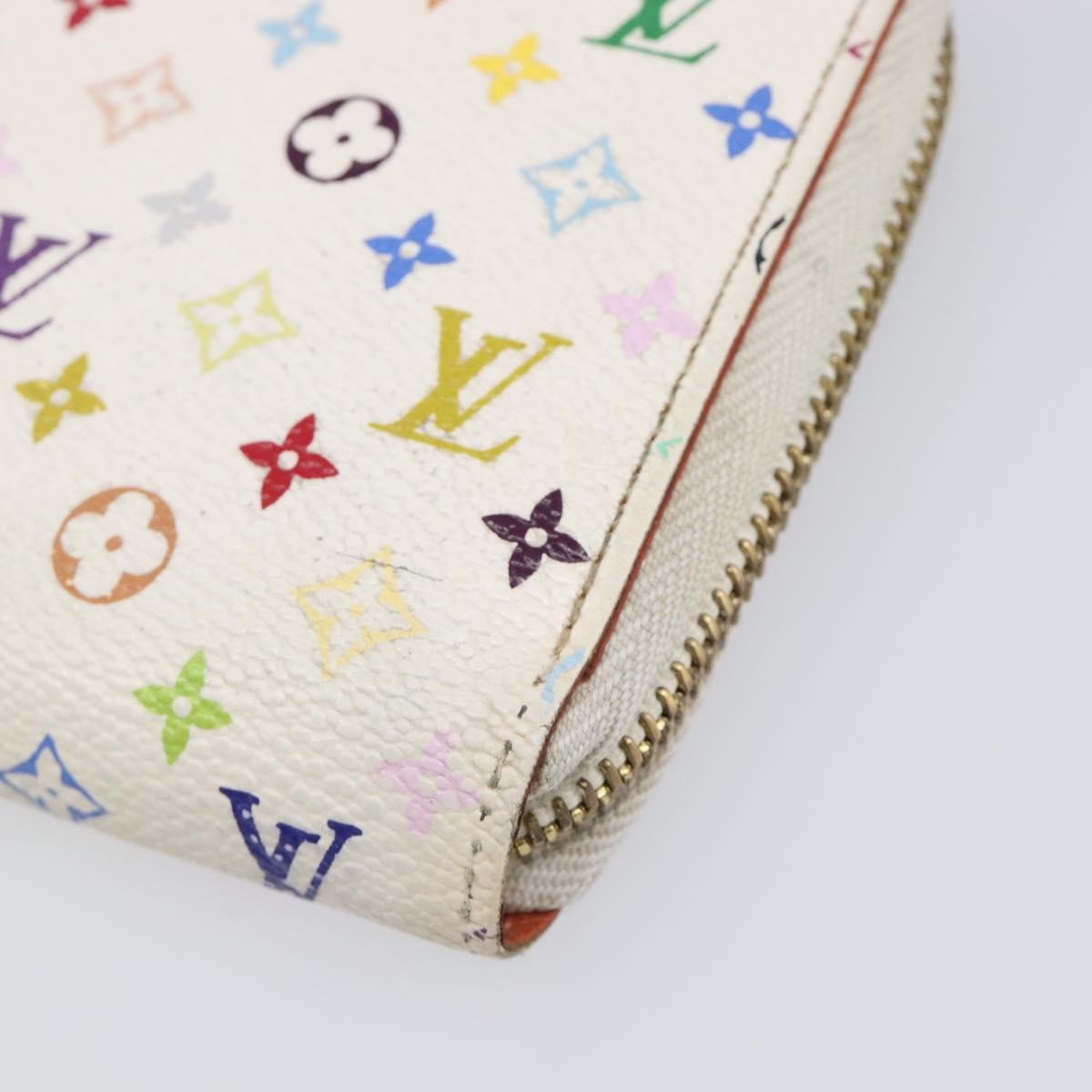 LOUIS VUITTON Monogram Multicolor Zippy Long Wallet White M60241 LV Auth BA15741