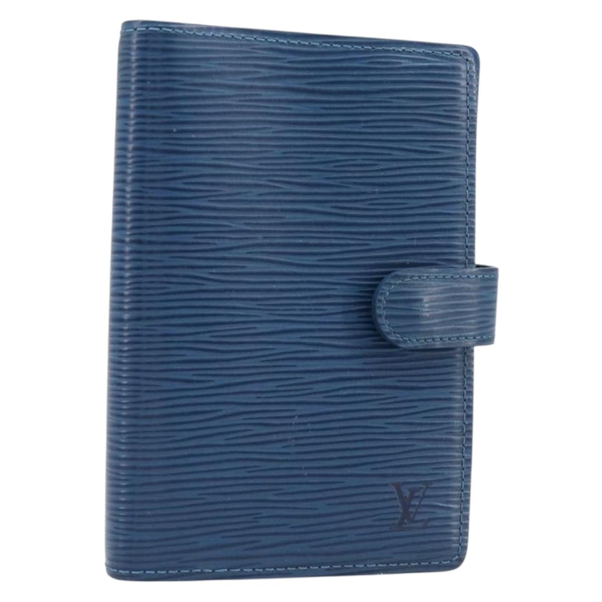 LOUIS VUITTON Epi Agenda PM Day Planner Cover Blue R20055 LV Auth BA15742