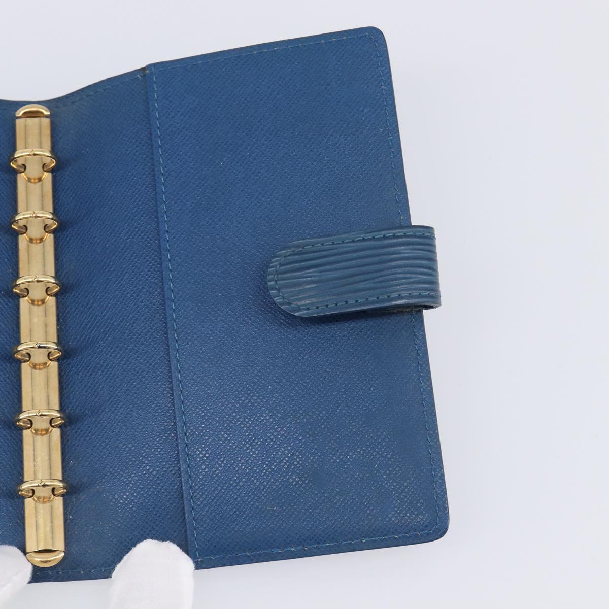 LOUIS VUITTON Epi Agenda PM Day Planner Cover Blue R20055 LV Auth BA15742