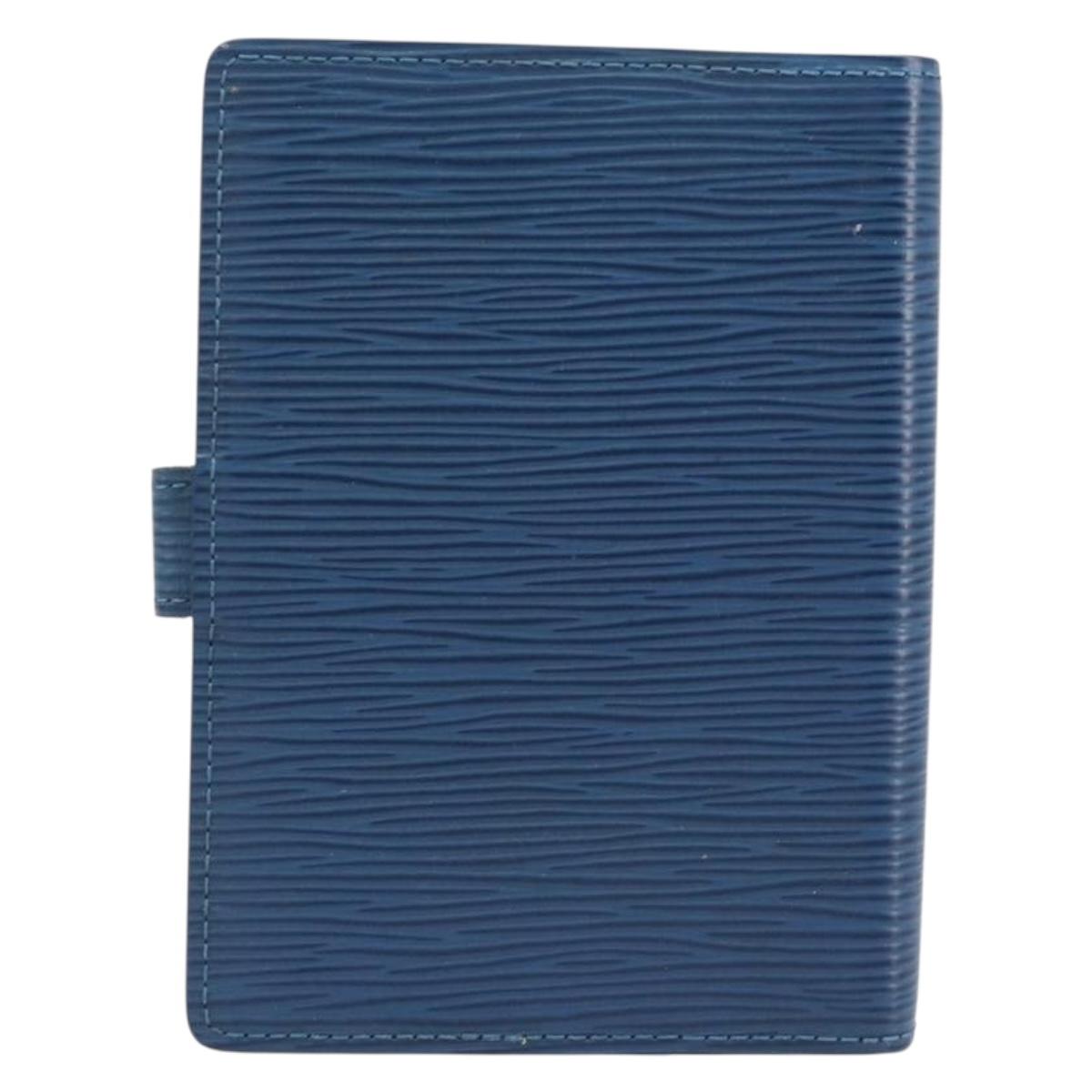 LOUIS VUITTON Epi Agenda PM Day Planner Cover Blue R20055 LV Auth BA15742