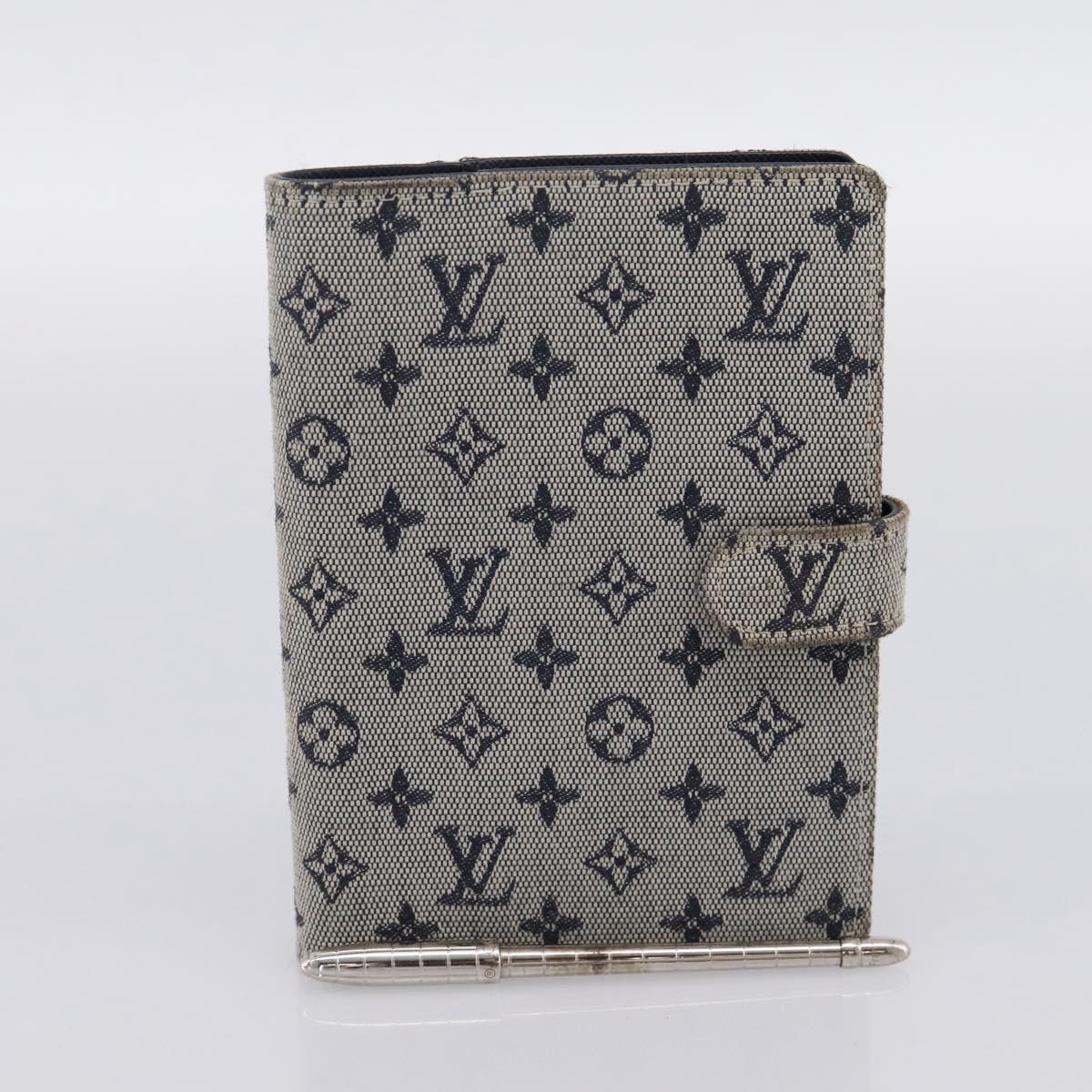 LOUIS VUITTON Monogram Mini Agenda PM Day Planner Cover Blue R20910 Auth BA15743