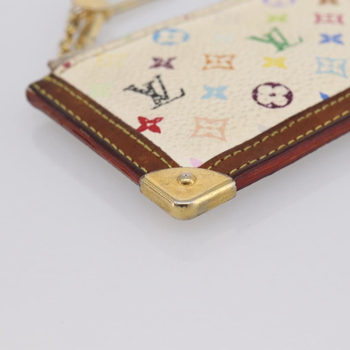 LOUIS VUITTON Monogram Multicolor Pochette Cles White M92655 LV Auth BA15747