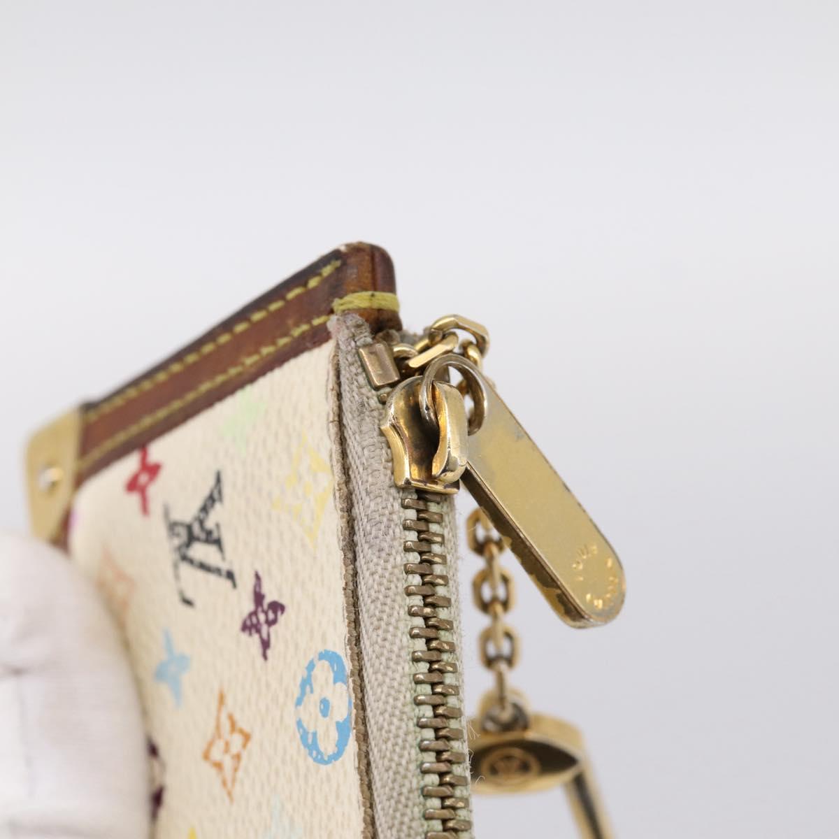 LOUIS VUITTON Monogram Multicolor Pochette Cles White M92655 LV Auth BA15747