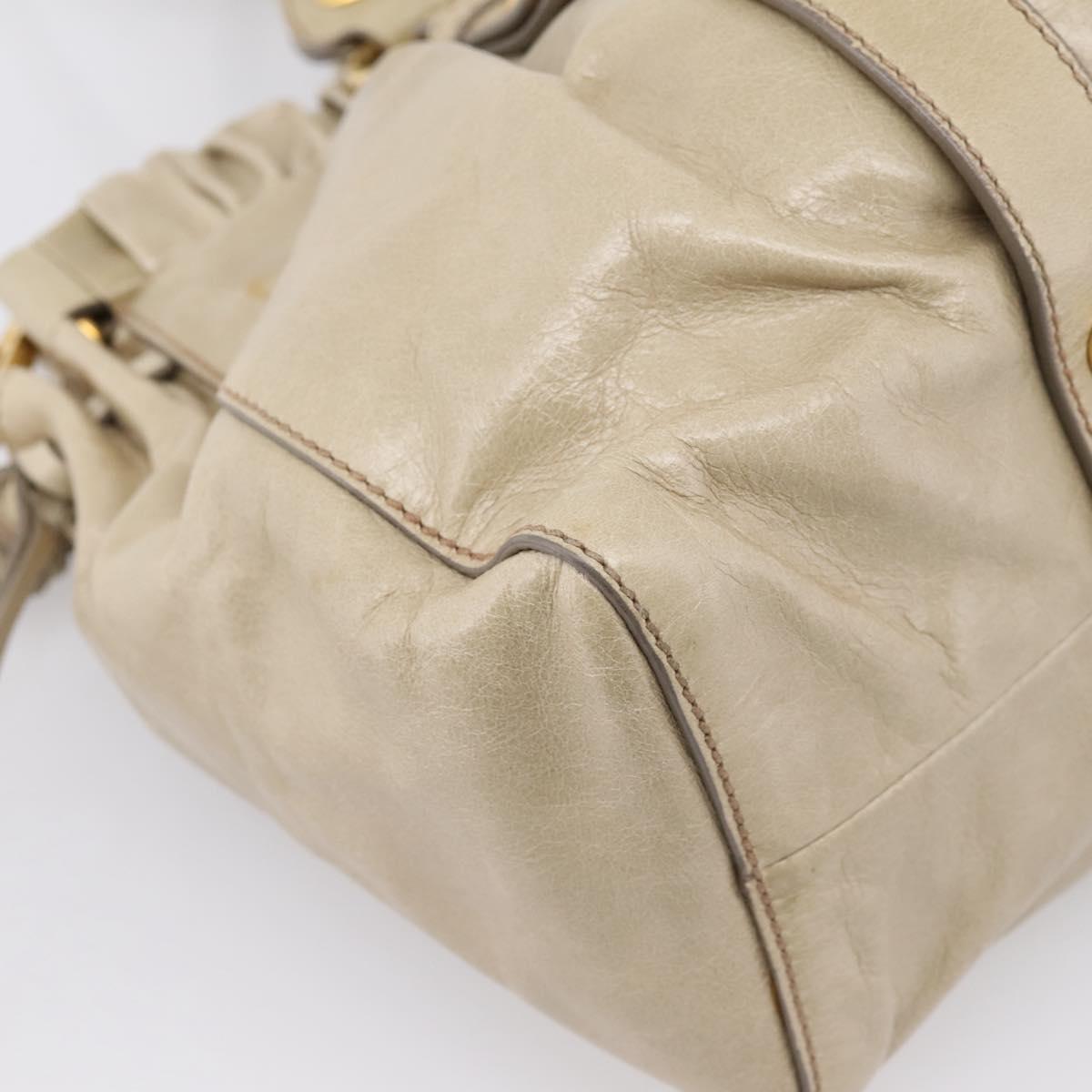 Miu Miu Hand Bag Leather 2way Beige Gold Auth BA15753V