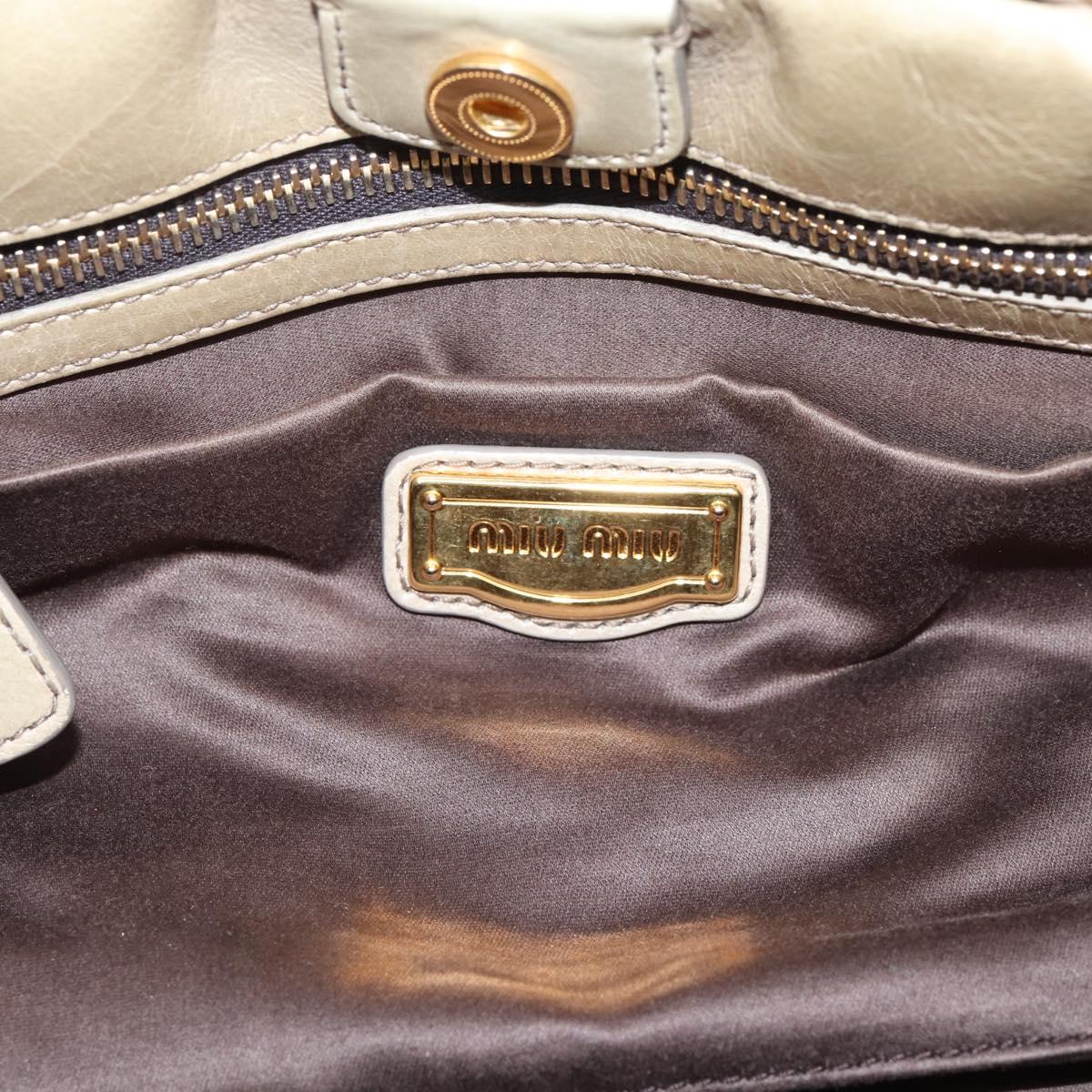 Miu Miu Hand Bag Leather 2way Beige Gold Auth BA15753V