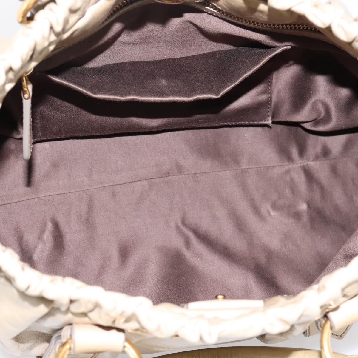 Miu Miu Hand Bag Leather 2way Beige Gold Auth BA15753V