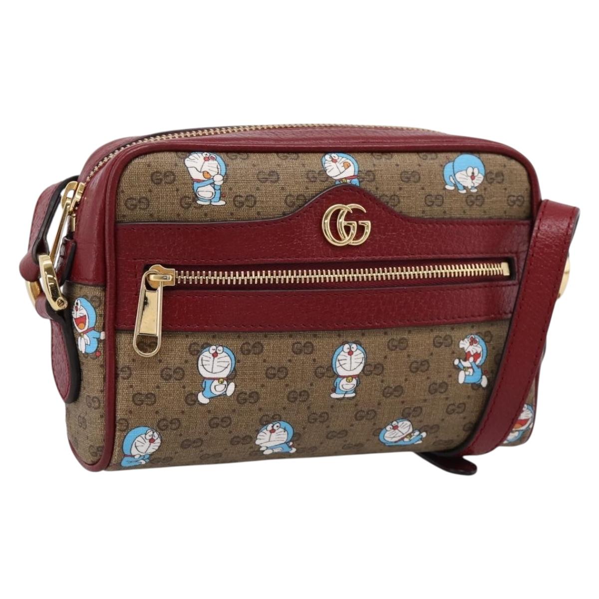 GUCCI Micro GG Supreme Doraemon Collaboration Bag PVC Beige 647784 Auth BA15754M