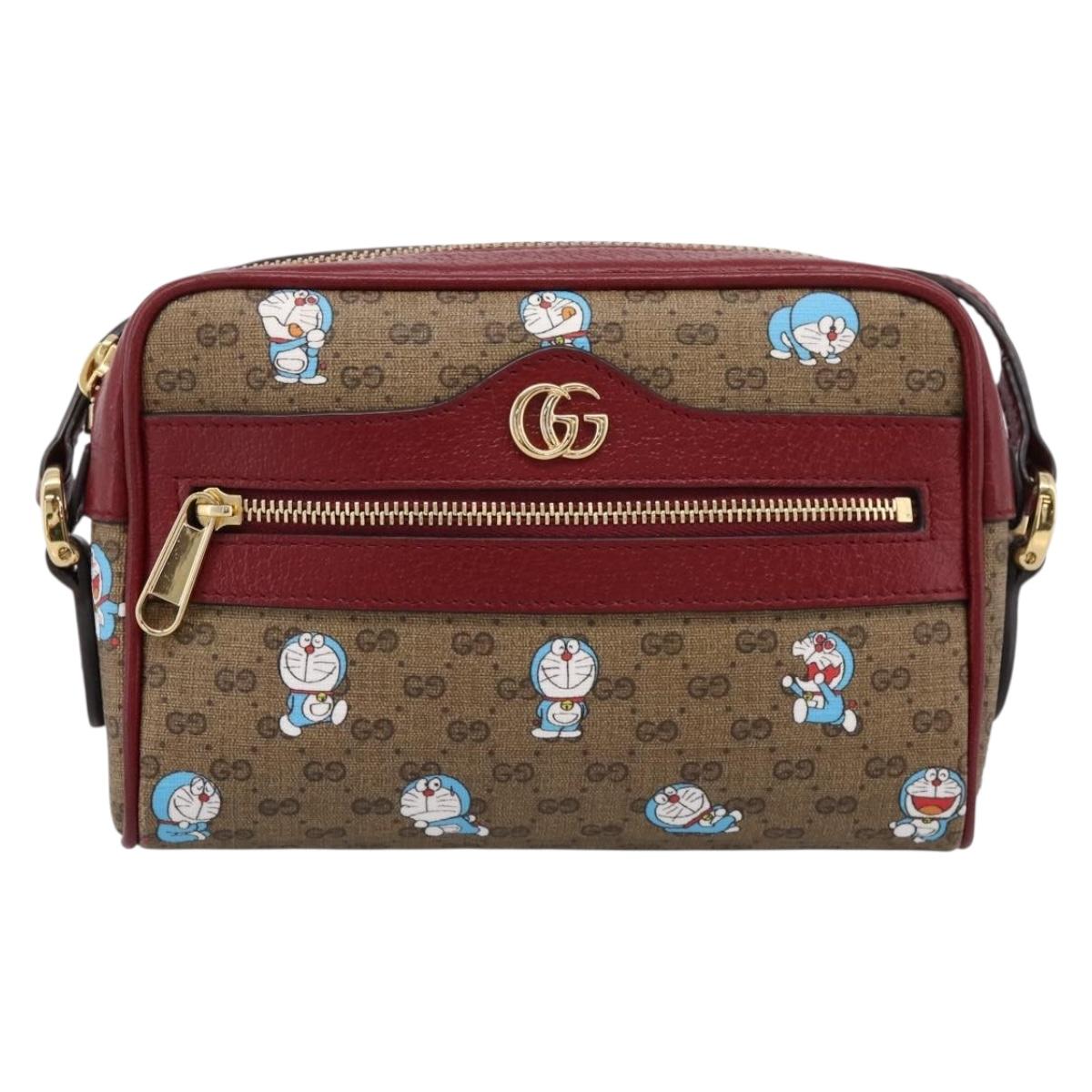 GUCCI Micro GG Supreme Doraemon Collaboration Bag PVC Beige 647784 Auth BA15754M