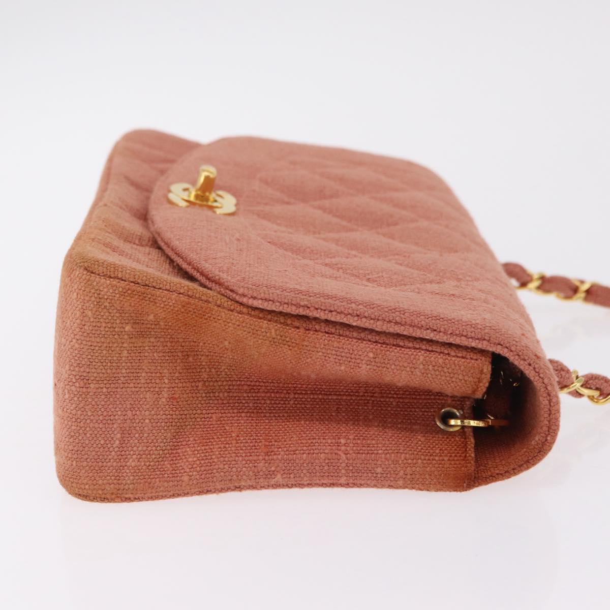 CHANEL Matelasse Diana Flap Chain Bag Canvas Orange Gold CC Auth BA15758SAV