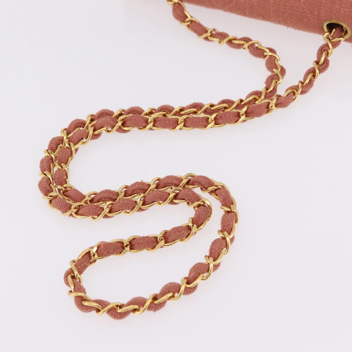 CHANEL Matelasse Diana Flap Chain Bag Canvas Orange Gold CC Auth BA15758SAV