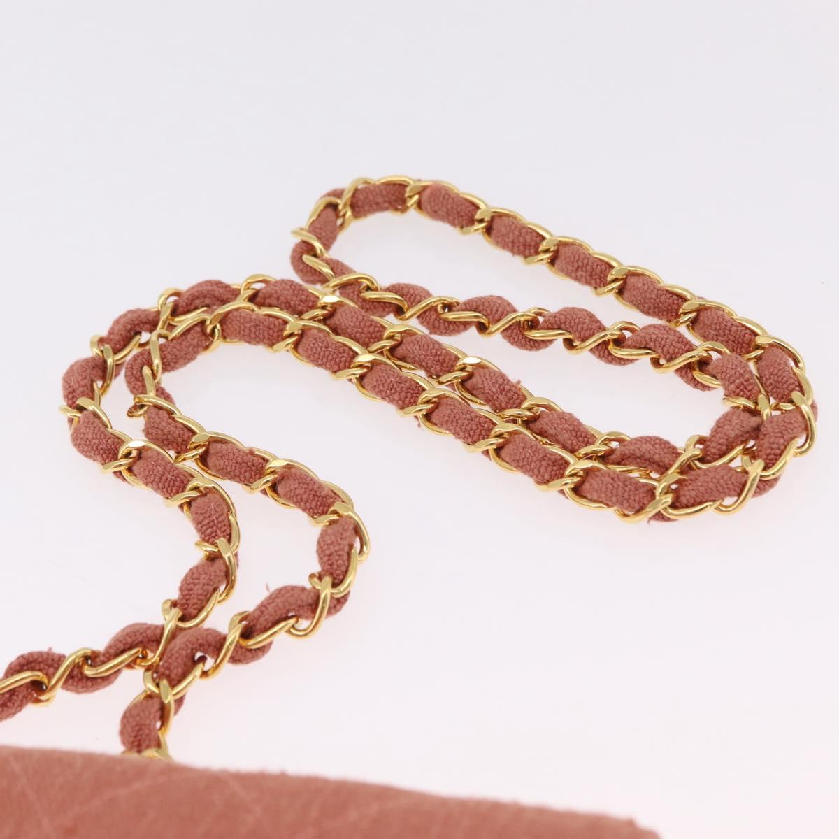 CHANEL Matelasse Diana Flap Chain Bag Canvas Orange Gold CC Auth BA15758SAV