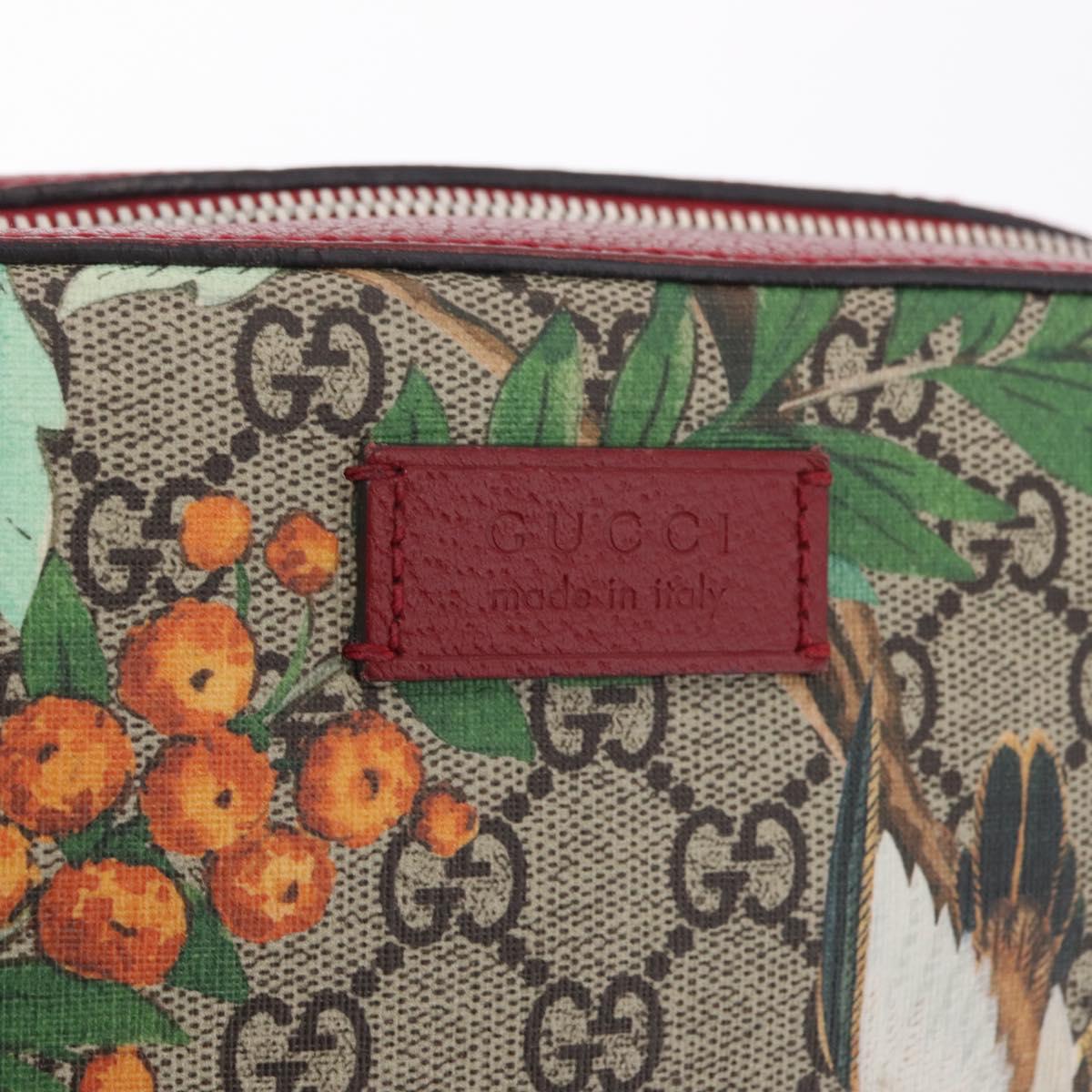 GUCCI GG Supreme Web Sherry Line Bag PVC Beige Silver 450947 Auth BA15761V