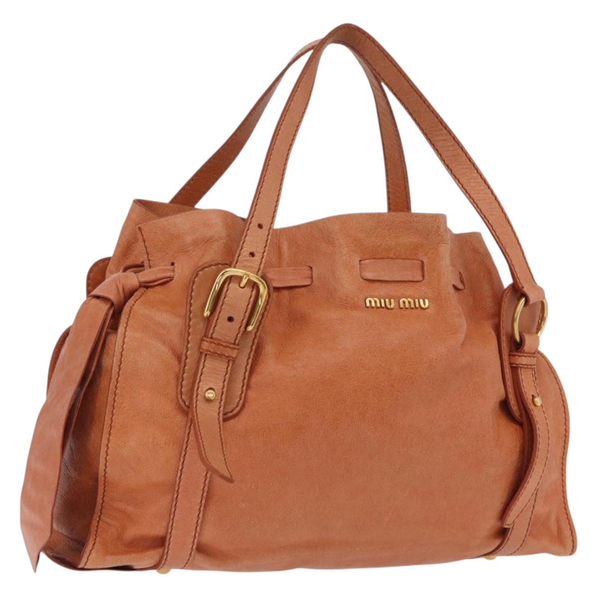 Miu Miu Shoulder Bag Leather Orange Gold Auth BA15766V
