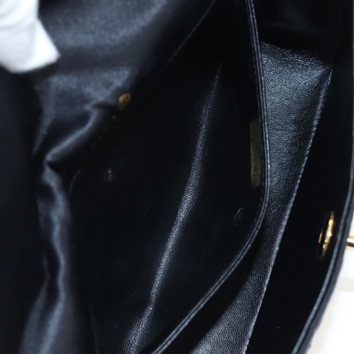 CHANEL Matelasse Chain Shoulder Bag Satin Black Gold CC Auth BA15768SAM