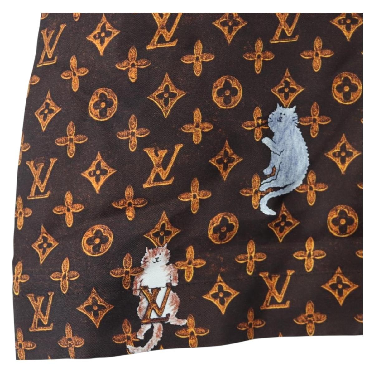 LOUIS VUITTON Catgram Shorts Pants Silk 40 Brown LV Auth BA15775SAM