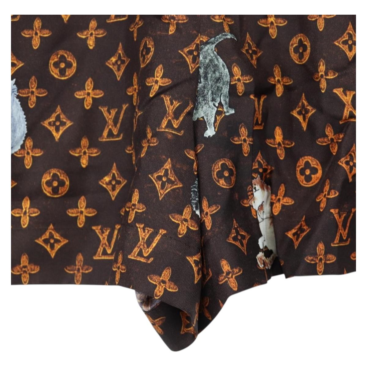 LOUIS VUITTON Catgram Shorts Pants Silk 40 Brown LV Auth BA15775SAM