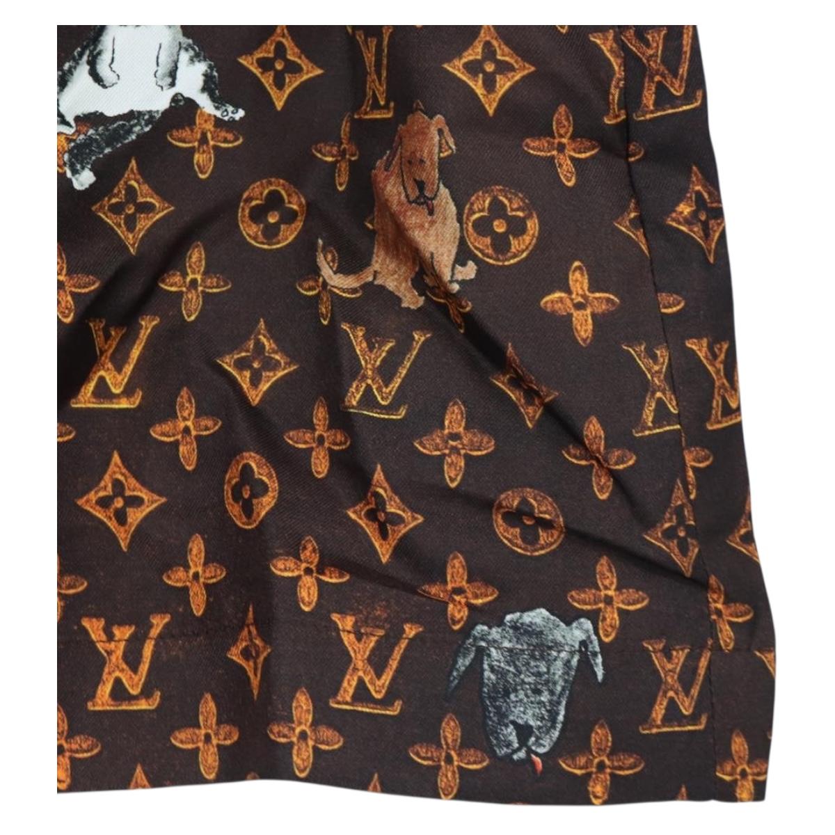 LOUIS VUITTON Catgram Shorts Pants Silk 40 Brown LV Auth BA15775SAM