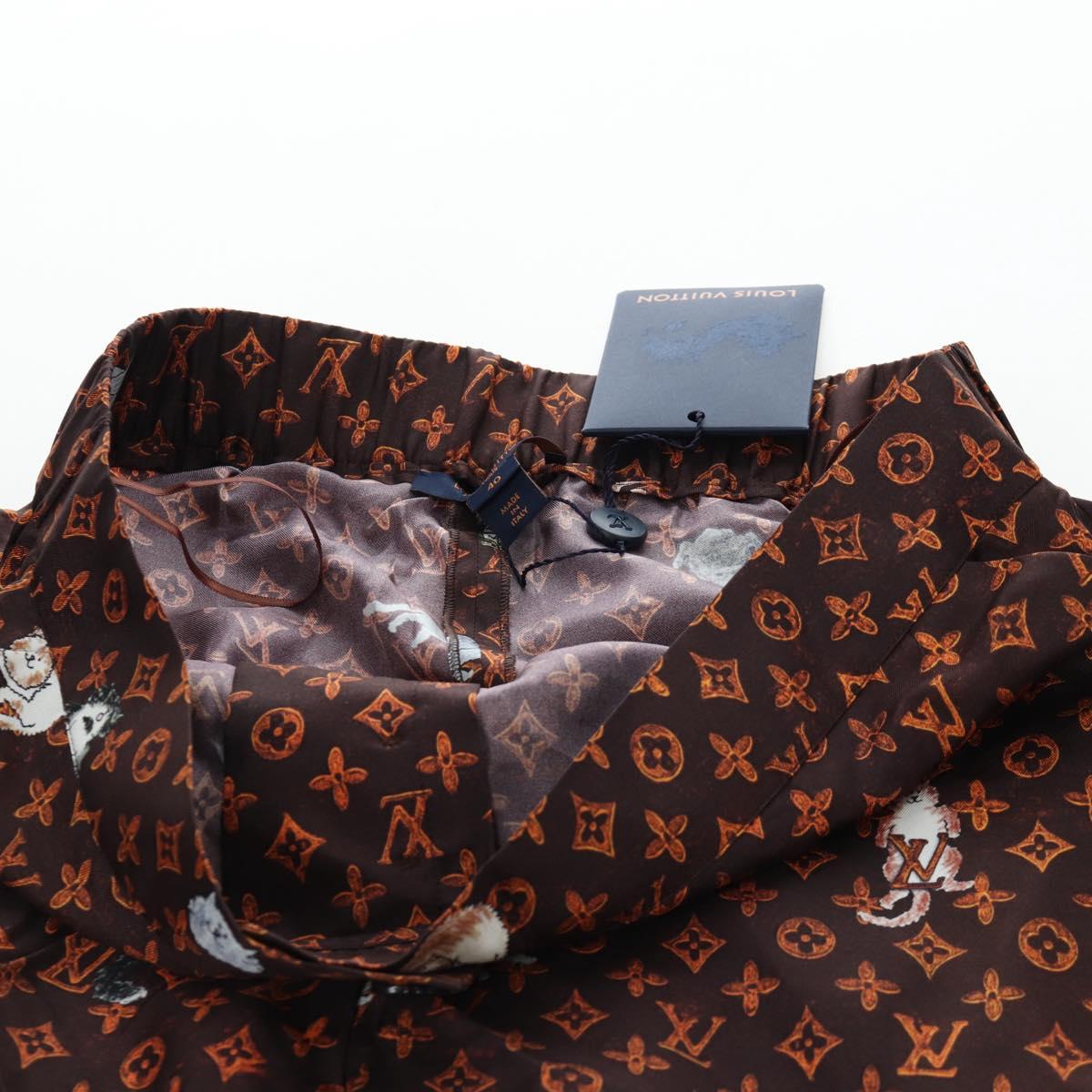 LOUIS VUITTON Catgram Shorts Pants Silk 40 Brown LV Auth BA15775SAM