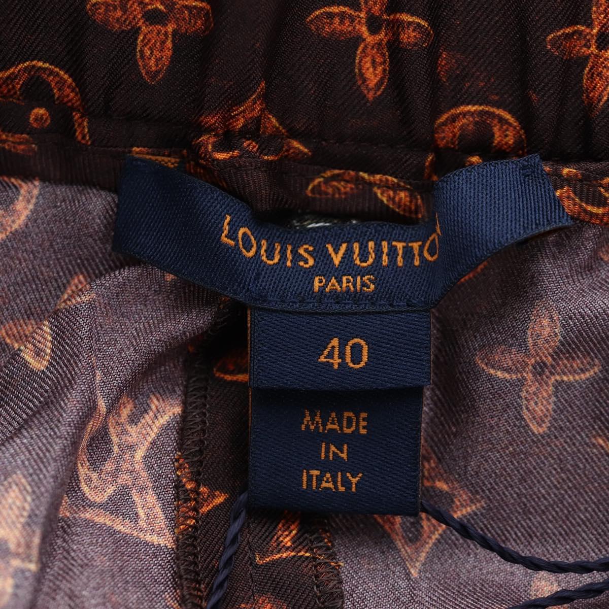 LOUIS VUITTON Catgram Shorts Pants Silk 40 Brown LV Auth BA15775SAM