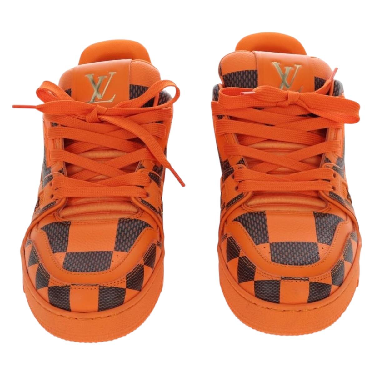 LOUIS VUITTON Damier Pop LV Trainer Shoes 24 Orange 1ACN5S LV Auth BA15776M