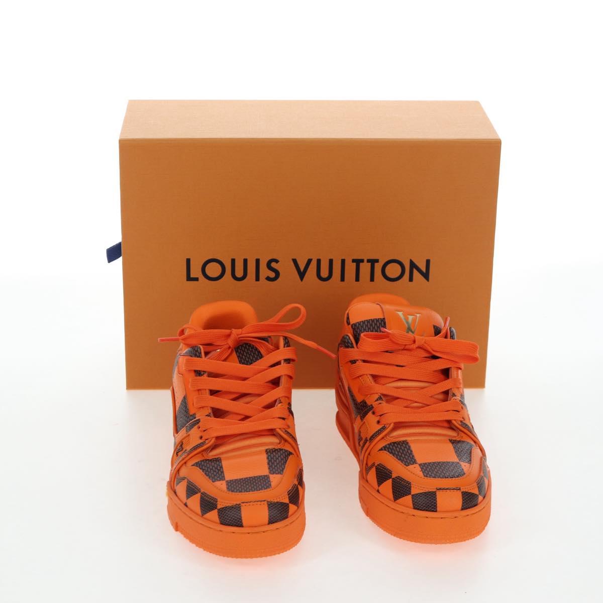 LOUIS VUITTON Damier Pop LV Trainer Shoes 24 Orange 1ACN5S LV Auth BA15776M