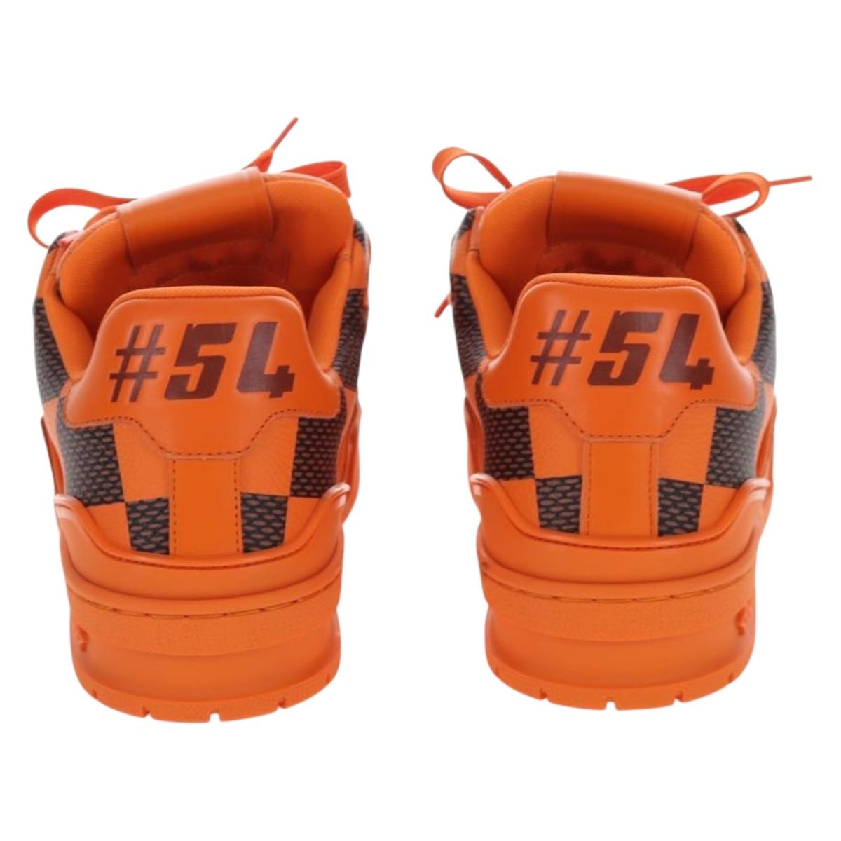 LOUIS VUITTON Damier Pop LV Trainer Shoes 24 Orange 1ACN5S LV Auth BA15776M