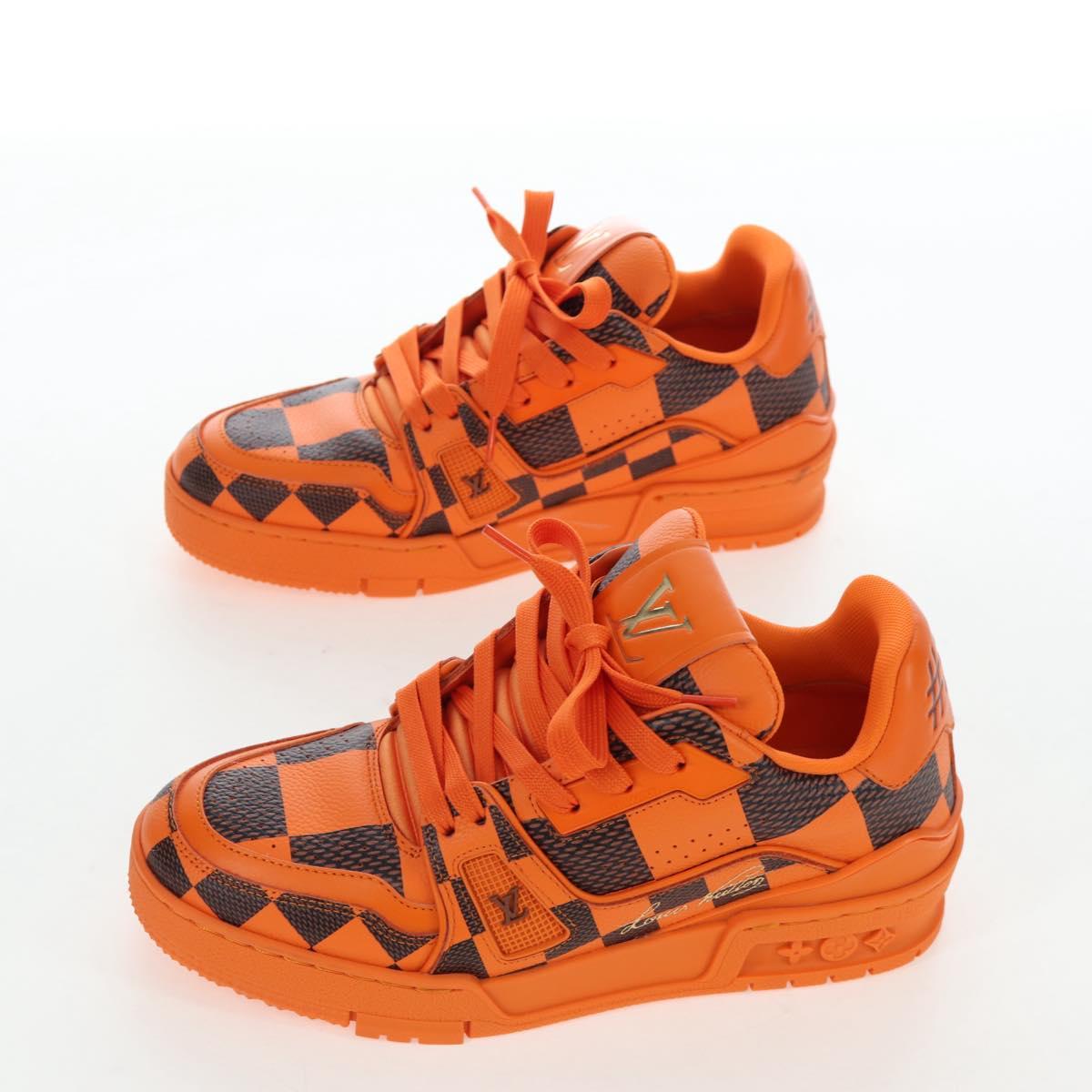 LOUIS VUITTON Damier Pop LV Trainer Shoes 24 Orange 1ACN5S LV Auth BA15776M