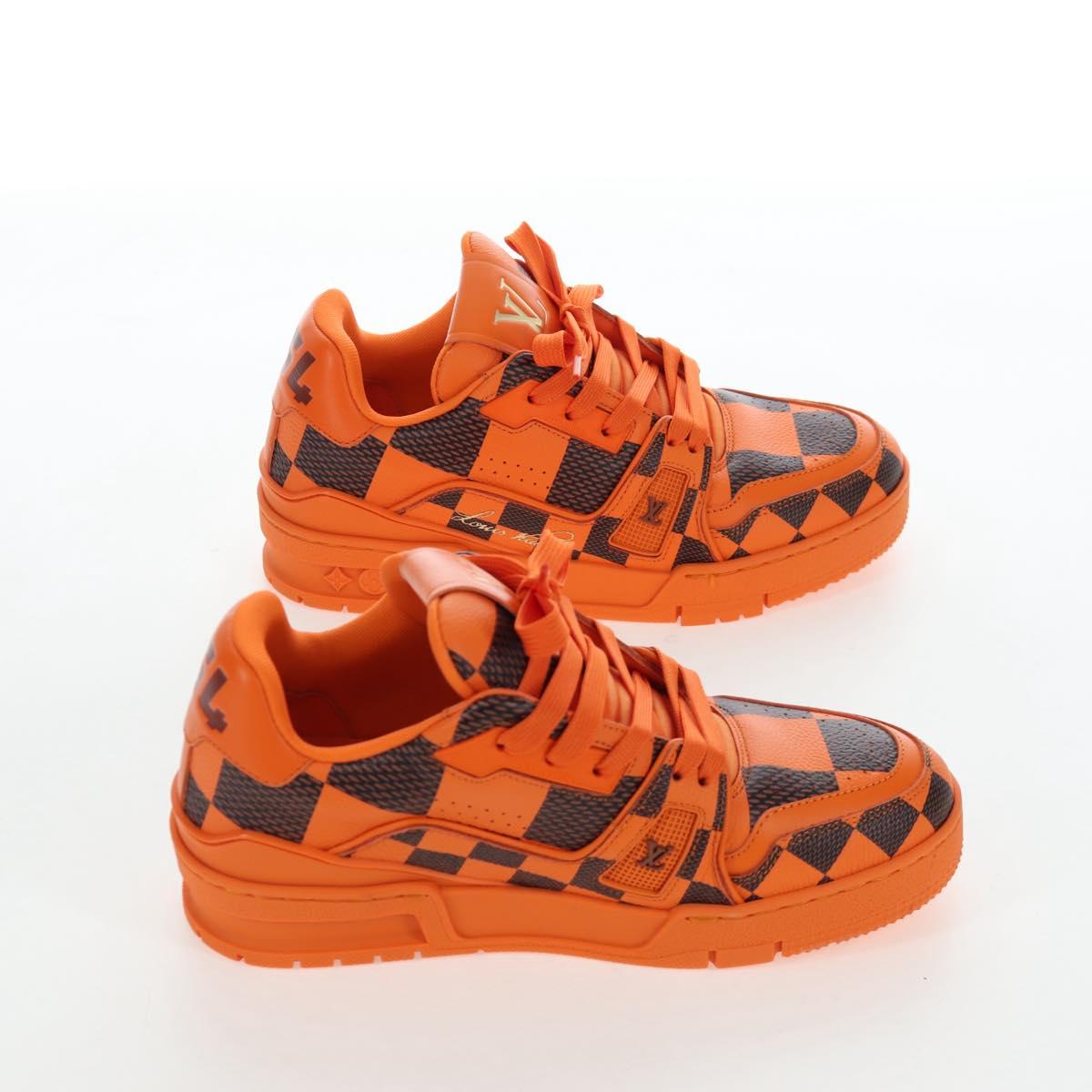 LOUIS VUITTON Damier Pop LV Trainer Shoes 24 Orange 1ACN5S LV Auth BA15776M