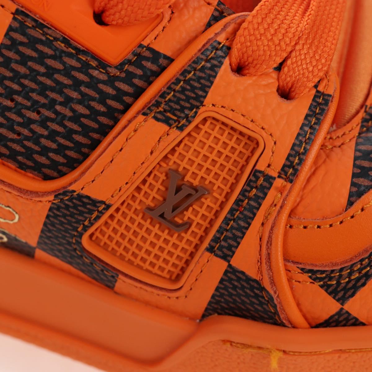 LOUIS VUITTON Damier Pop LV Trainer Shoes 24 Orange 1ACN5S LV Auth BA15776M