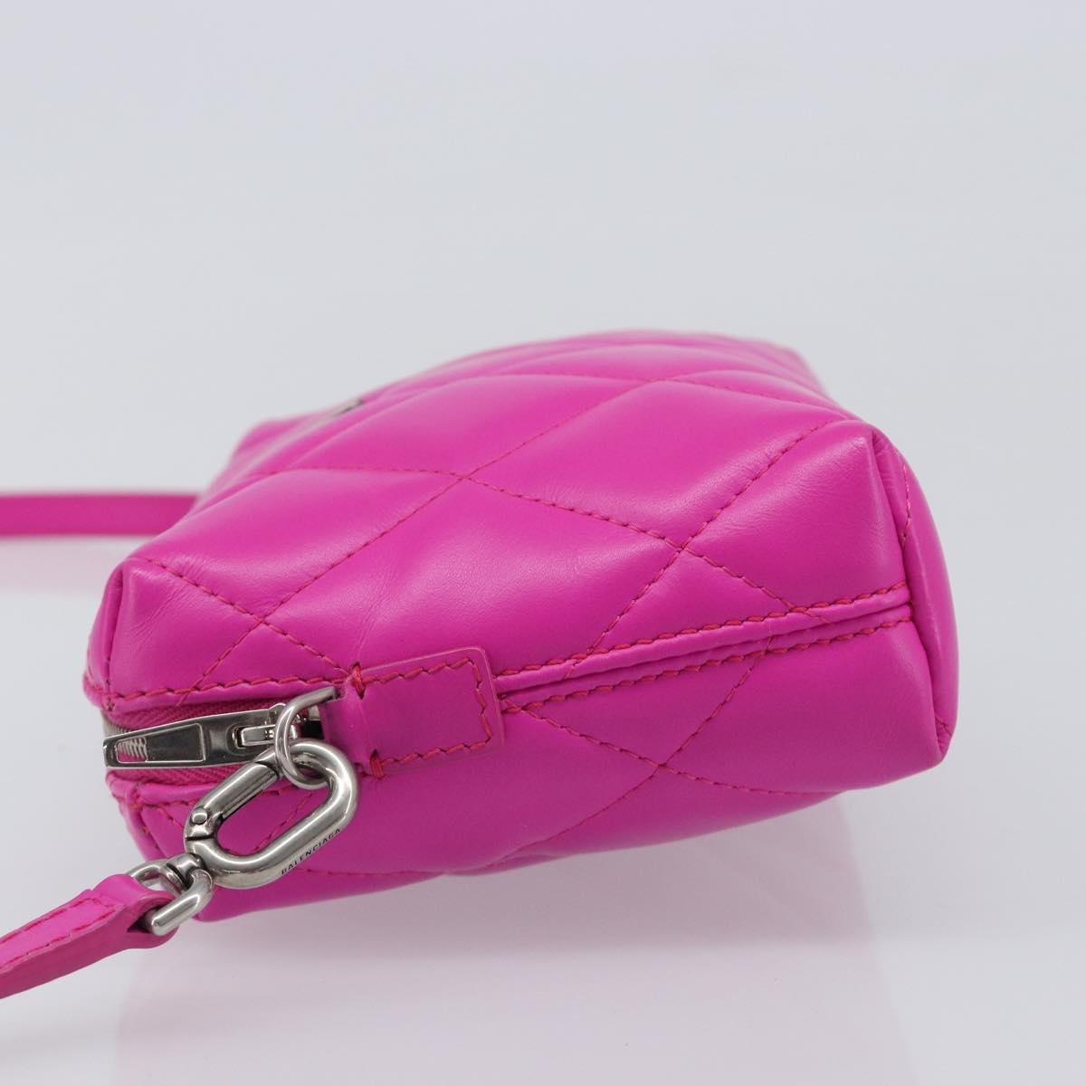 BALENCIAGA Touch Puffy Camera Bag XS Leather Purple Silver 616060 Auth BA15787V