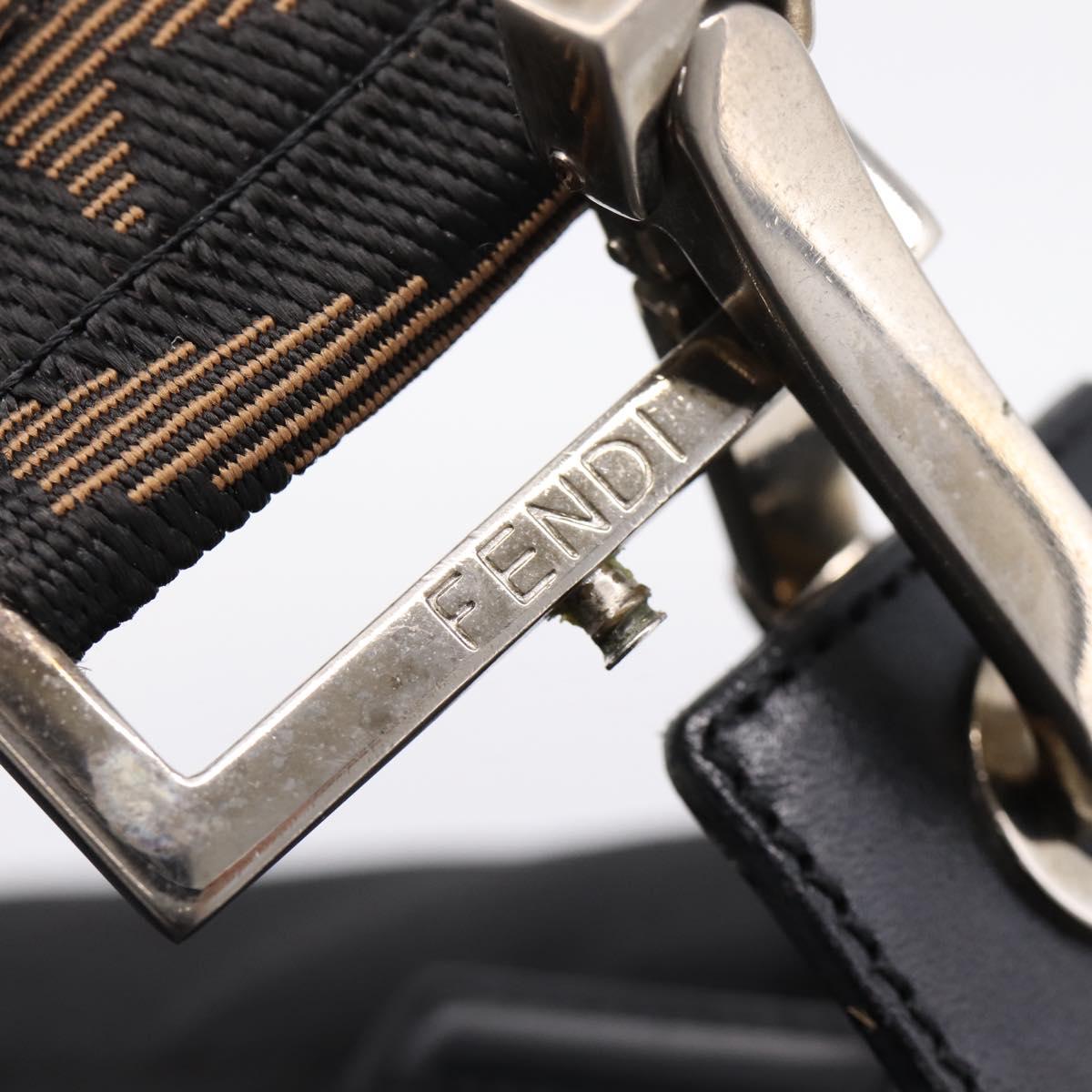 FENDI Hand Bag Canvas Black Silver Auth BA15789