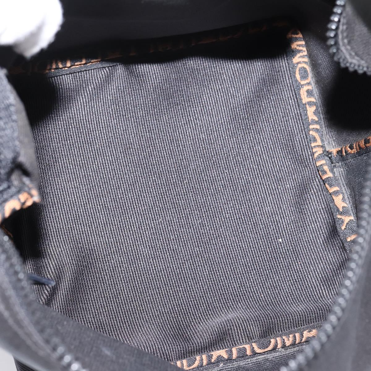 FENDI Hand Bag Canvas Black Silver Auth BA15789