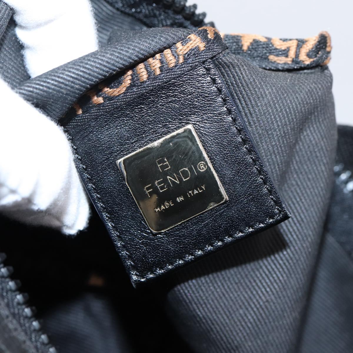 FENDI Hand Bag Canvas Black Silver Auth BA15789