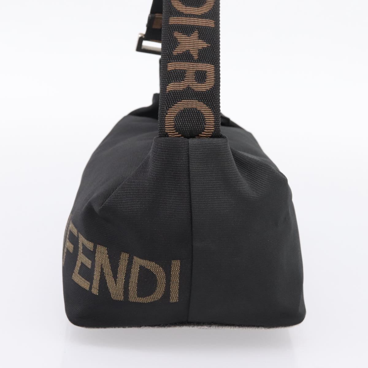 FENDI Hand Bag Canvas Black Silver Auth BA15789