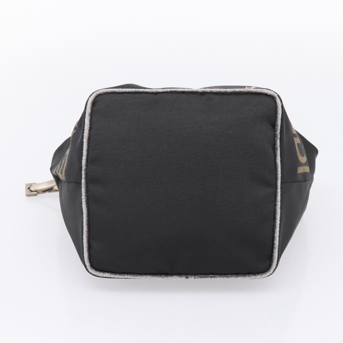 FENDI Hand Bag Canvas Black Silver Auth BA15789