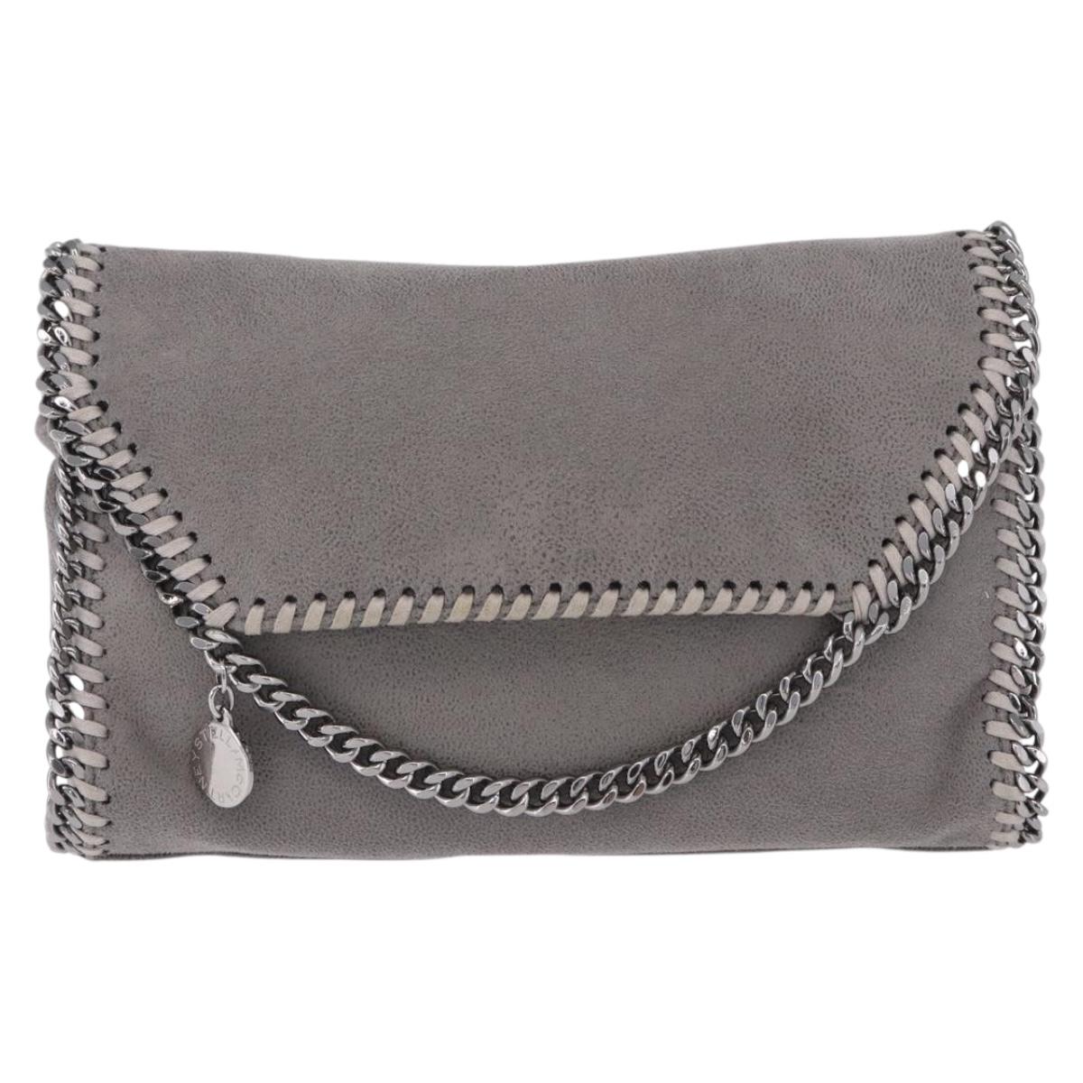 Stella MacCartney Falabella Chain Bag Polyester Gray Silver 364519 Auth BA15790A