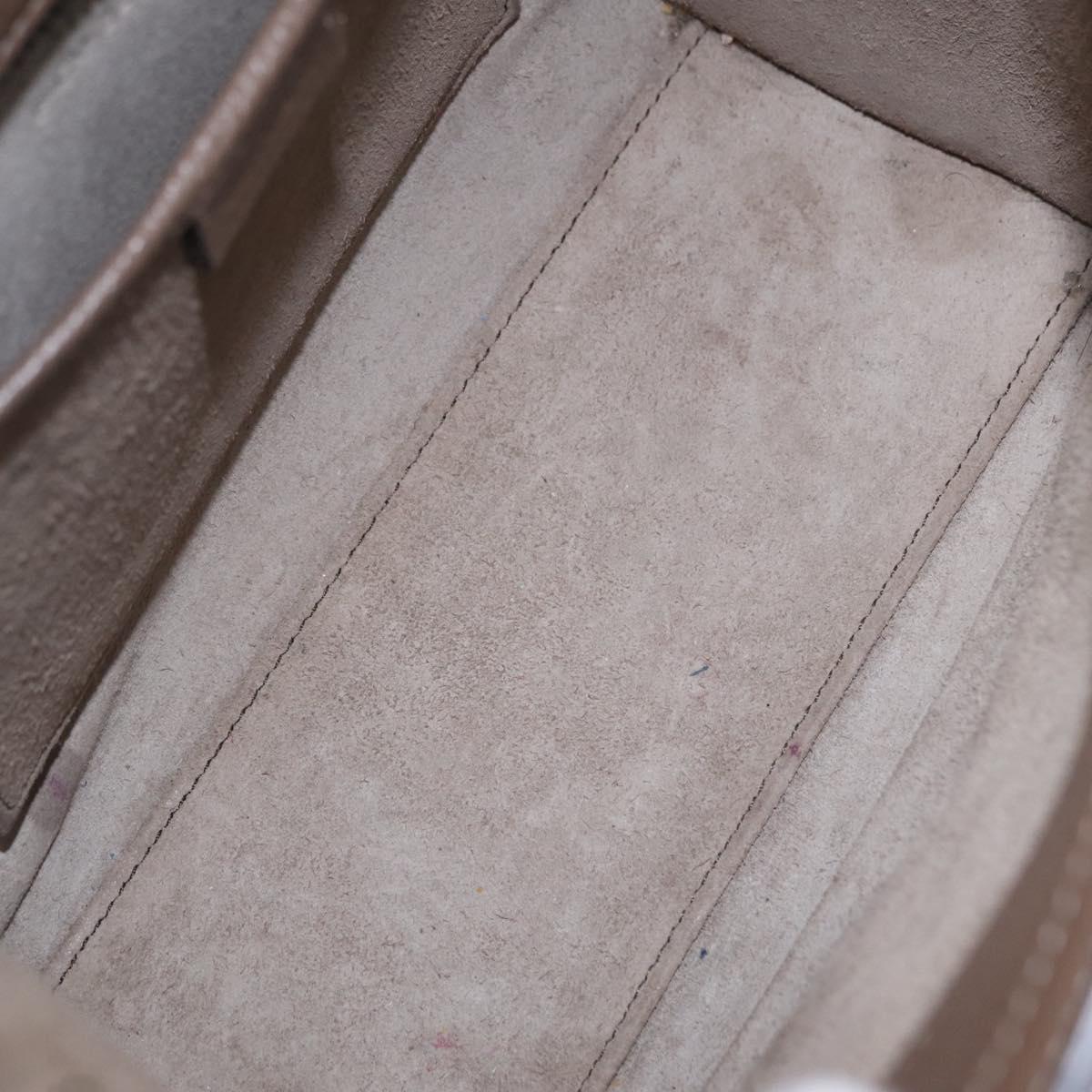 CELINE Luggage Nano Shopper Hand Bag Leather 2way Beige Silver Auth BA15791V