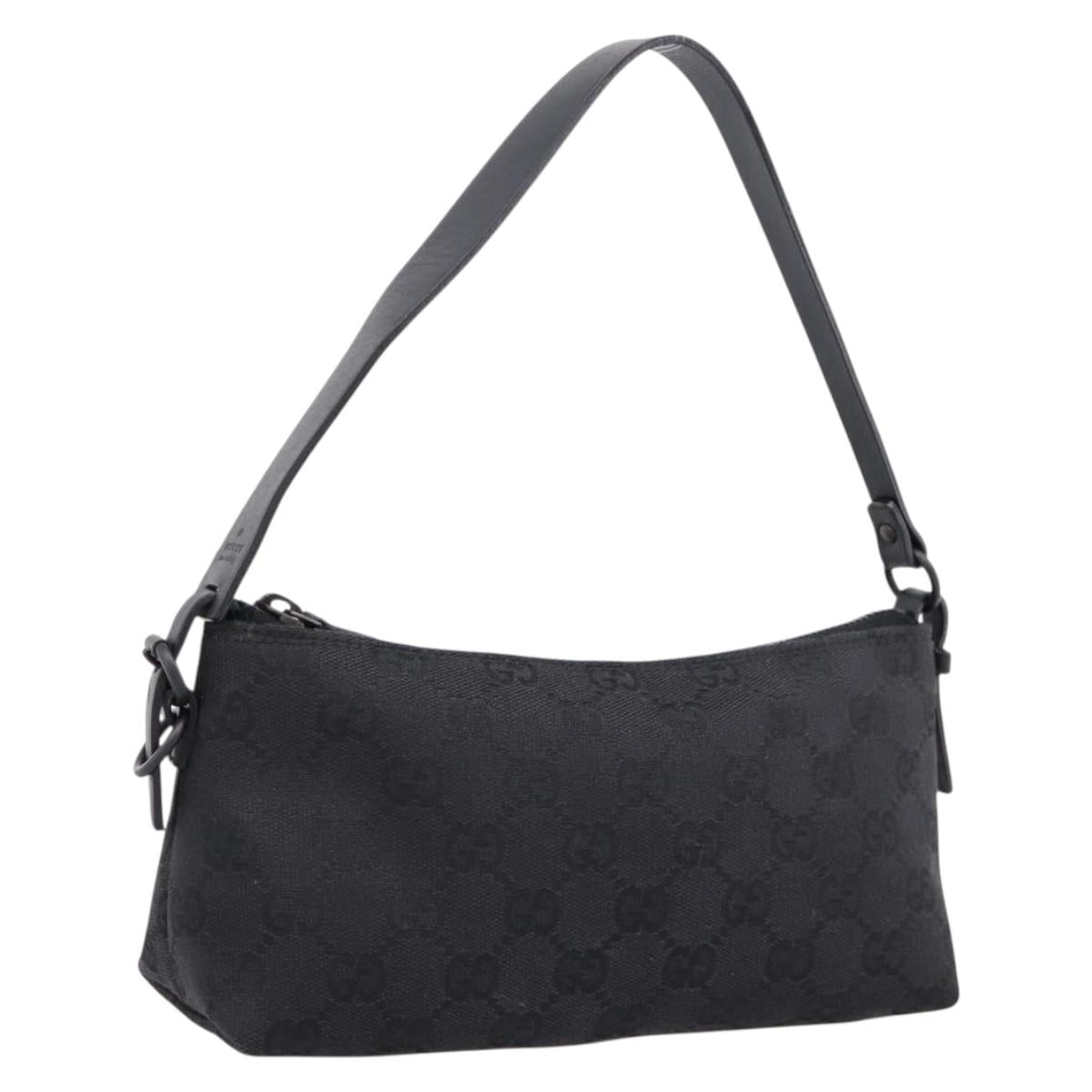 GUCCI GG Canvas Hand Bag Black Silver 103399 Auth BA15792V