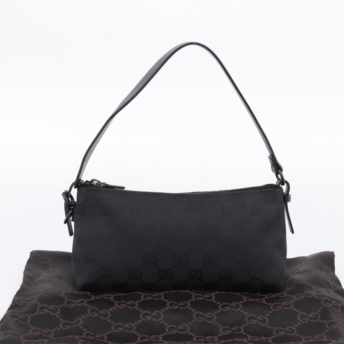 GUCCI GG Canvas Hand Bag Black Silver 103399 Auth BA15792V