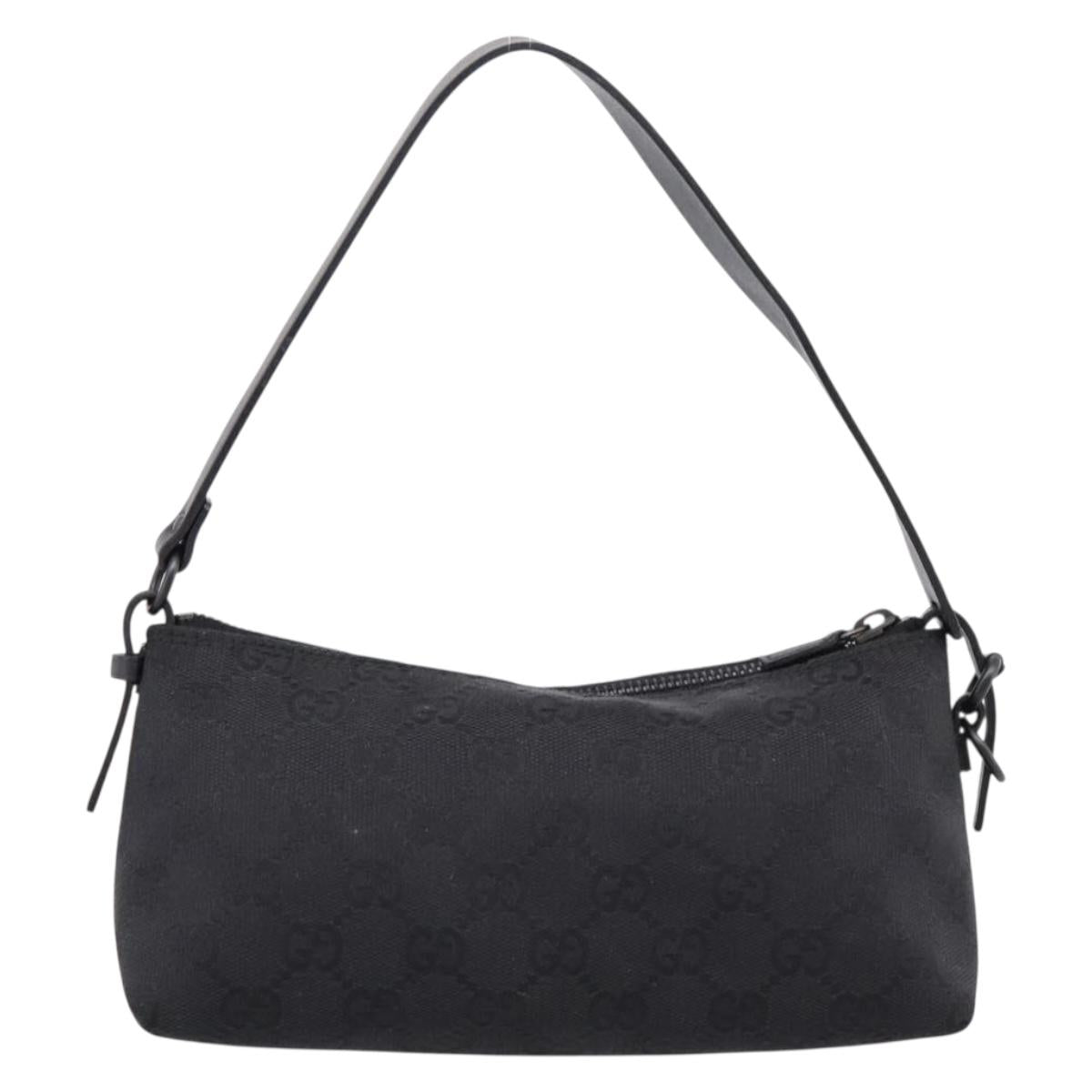 GUCCI GG Canvas Hand Bag Black Silver 103399 Auth BA15792V