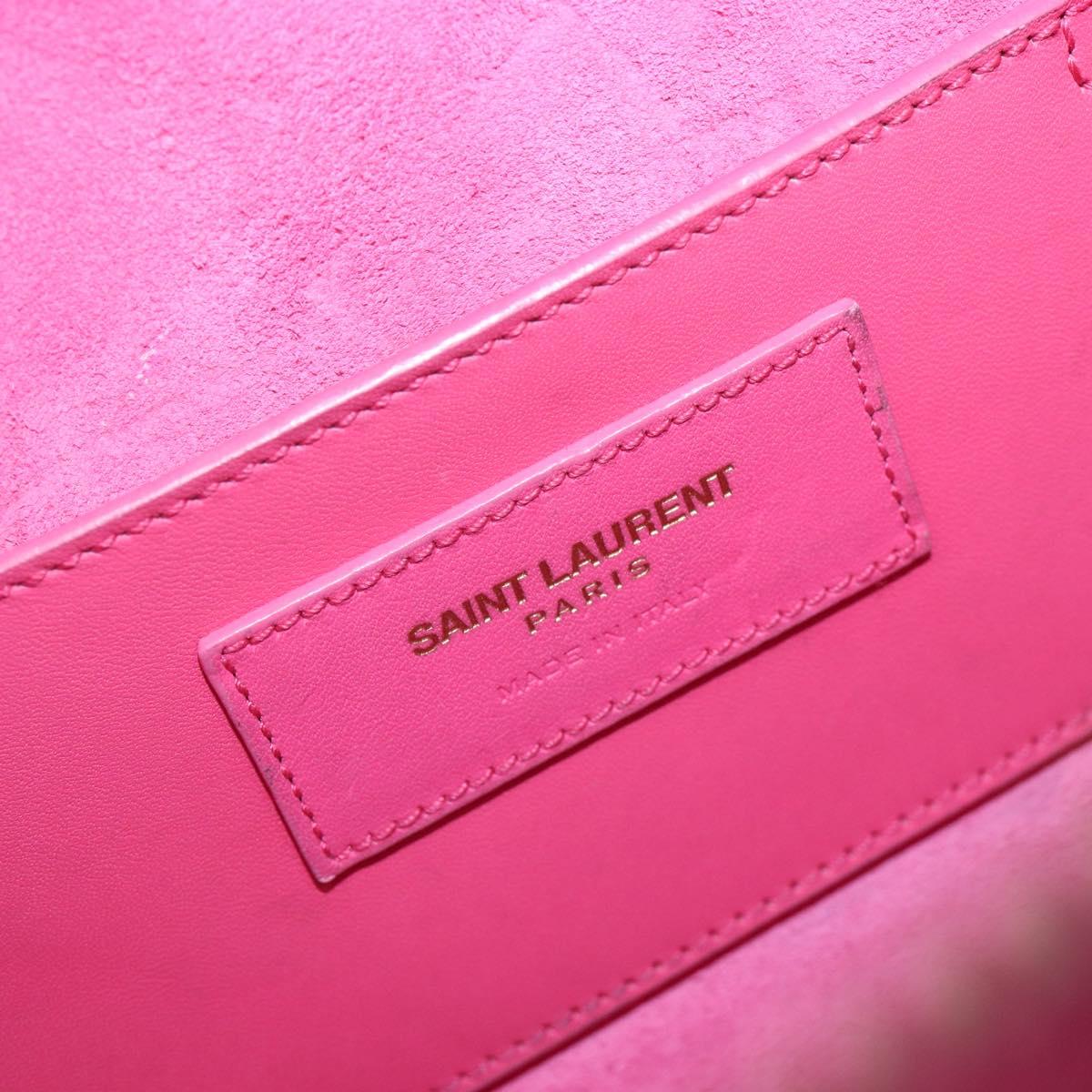 SAINT LAURENT Baby Duffel Hand Bag Leather 2way Pink Gold Auth BA15793V