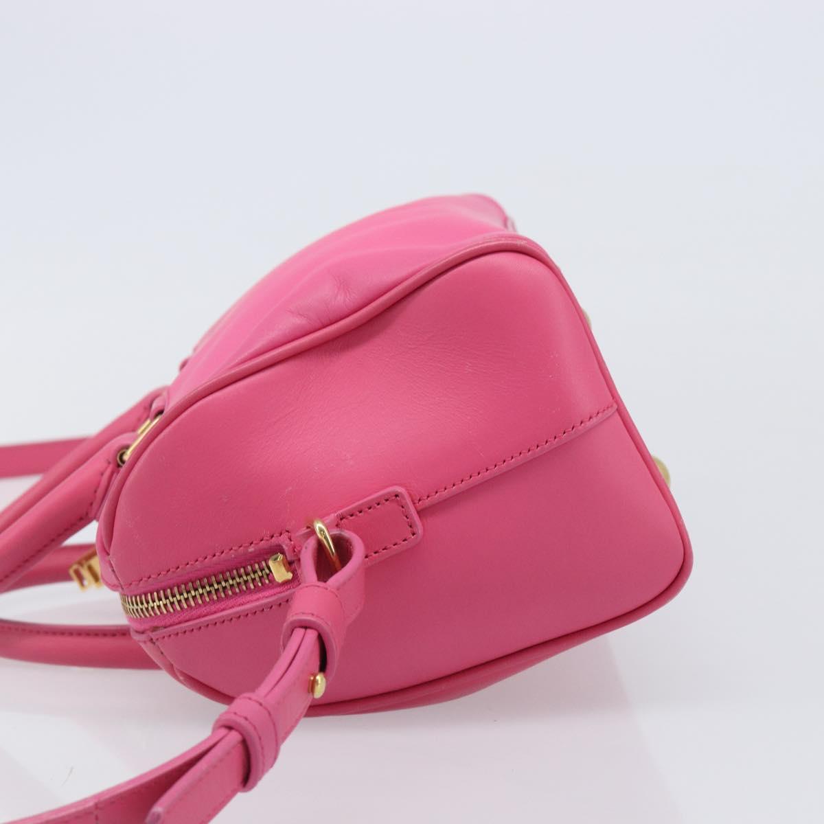 SAINT LAURENT Baby Duffel Hand Bag Leather 2way Pink Gold Auth BA15793V