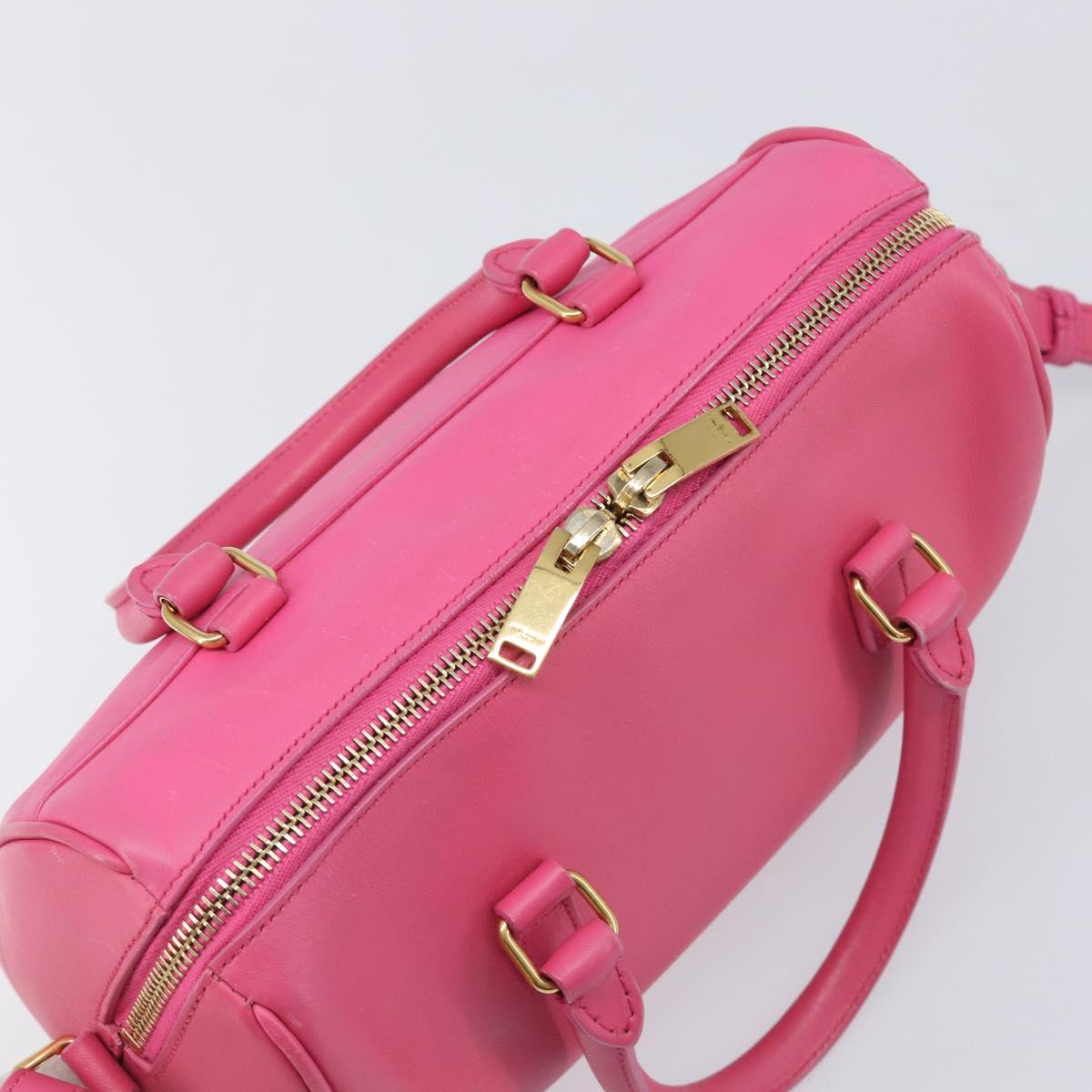 SAINT LAURENT Baby Duffel Hand Bag Leather 2way Pink Gold Auth BA15793V