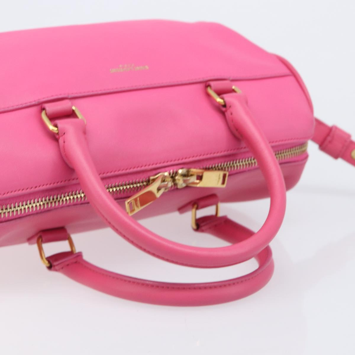 SAINT LAURENT Baby Duffel Hand Bag Leather 2way Pink Gold Auth BA15793V