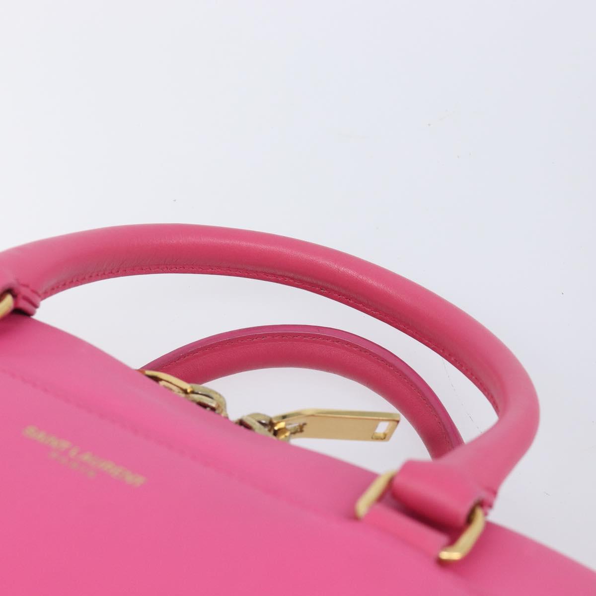 SAINT LAURENT Baby Duffel Hand Bag Leather 2way Pink Gold Auth BA15793V